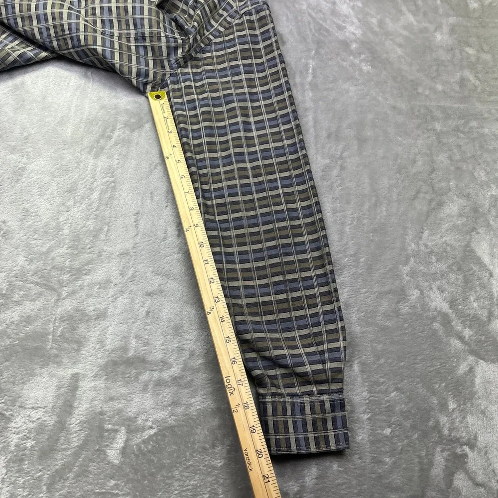 Lot of 2 Zanella Button-Up Shirt Plaid Striped‎ Long Sleeve Made in Italy L Boho